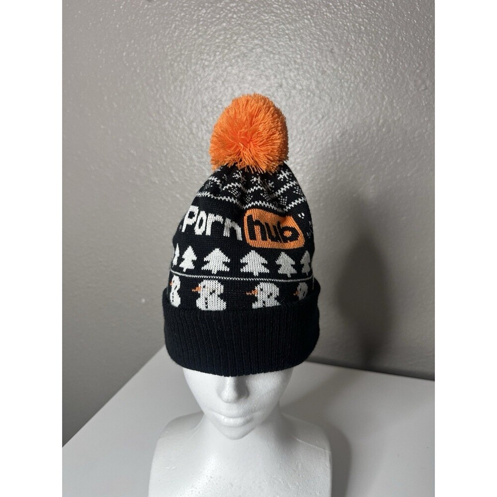 Pornhub Ugly Christmas Beanie Hat Holiday Snowman Pom Knit Cap Novelty XXXMAS